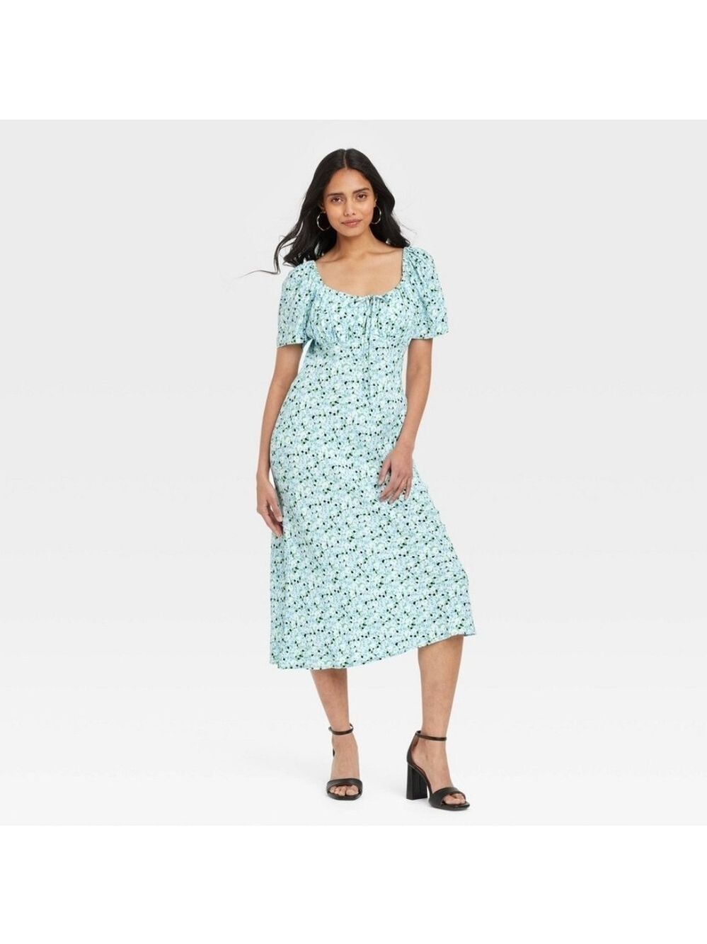NWT a new day Light Blue Floral Midi Dress size M
